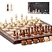 apyr aoma Chess Set 15 Chess Board Wooden Magnetic Folding Chess Board Set for Adults Kids Checkers Game for Kids Portable Travel Chess Game for Beginner 2 Extra Queens Walnut Color - Image 3