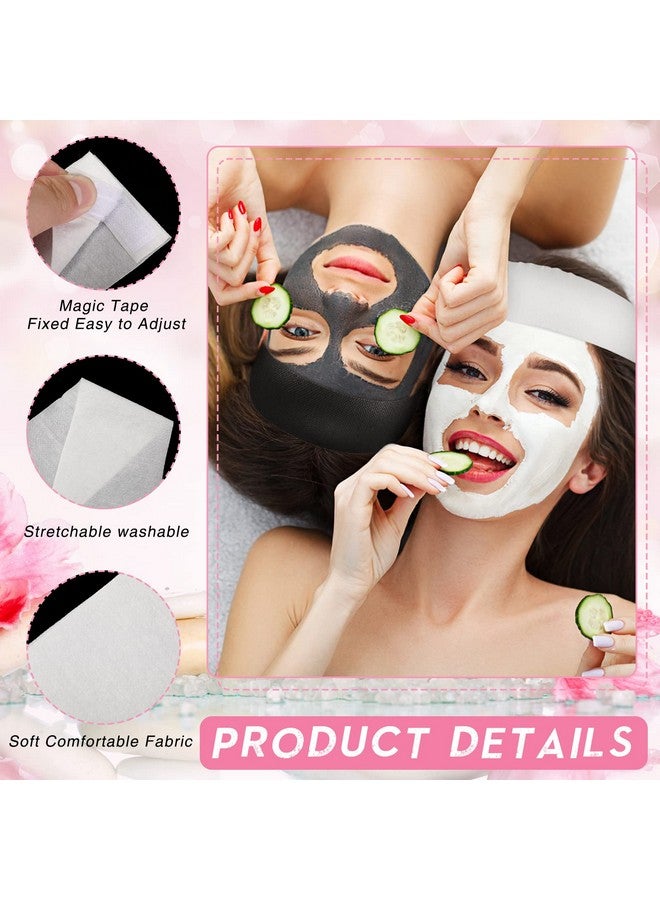 Hanaive 120 Pieces Disposable Headbands For Facials Spa Headbands With Convenient Closure Stretch Non Woven Skin Care Hair Band Soft For Women Girls Salons Face Washing Shower Pink Black White - Image 4