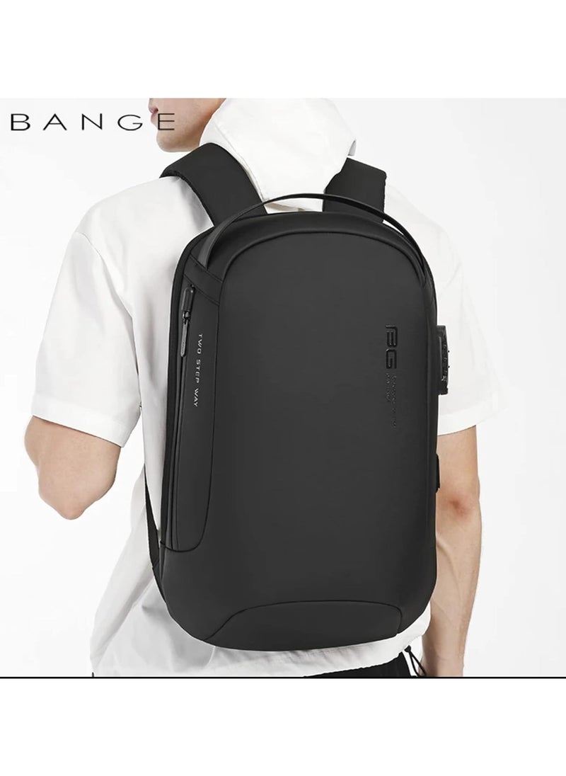BANGE - Smart Trendy Heavy Duty Oxford Waterproof Anti-Theft USB Backpack 15.6 Inch for Daily Business Travel College Schools Grey, gray - Image 1