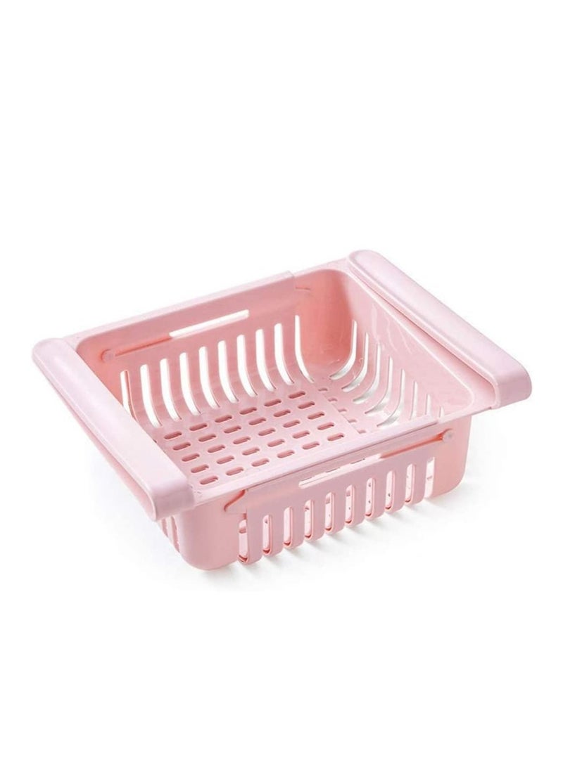Plastic Kitchen Refrigerator Fridge Storage Rack Freezer Shelf Holder Kitchen Space Saver Organization Pink - Image 2