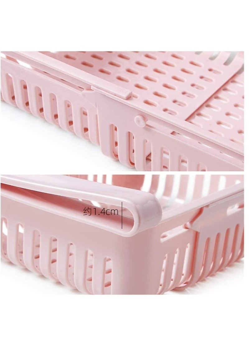 Plastic Kitchen Refrigerator Fridge Storage Rack Freezer Shelf Holder Kitchen Space Saver Organization Pink - Image 4