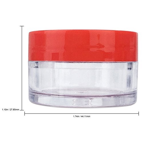 Pana Beauticom 20 gram/20ml Empty Clear Small Round Travel Container Jar Pots with Lids for Make Up Powder, Eyeshadow Pigments, Lotion, Creams, Lip Balm, Lip Gloss, Samples (12 Pieces, Red) - Image 2