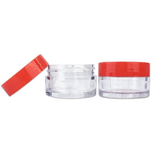 Pana Beauticom 20 gram/20ml Empty Clear Small Round Travel Container Jar Pots with Lids for Make Up Powder, Eyeshadow Pigments, Lotion, Creams, Lip Balm, Lip Gloss, Samples (12 Pieces, Red) - Image 3