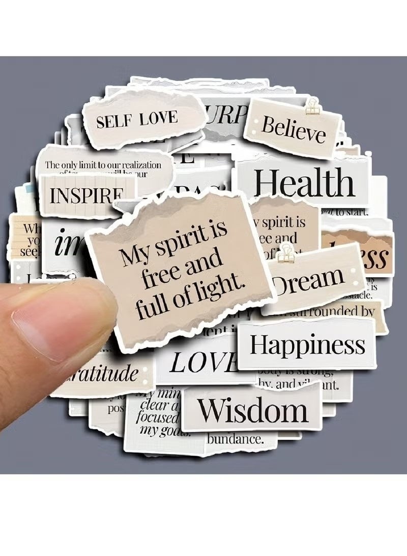 60-Pack Inspirational Quotes Stickers Set, Vintage European Cartoon Themed Peel-Off Label Decals, Ideal for Scrapbooking, Journals, DIY Crafts, Gifts, Party Supplies, Office and School Essentials - Image 5