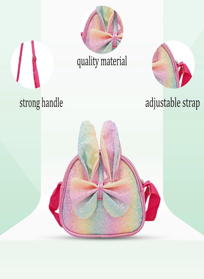 ADSON Holographic Rainbow Shade Crossbody Bag Tie Bow Fix Sequins Purse Cute Shoulder Bag Coin Purse Handbag Cute Tote Girl Messenger Girl Child Tote Wallet kids Crossbody Bag(Tie Bow Multi Colour) - Image 2