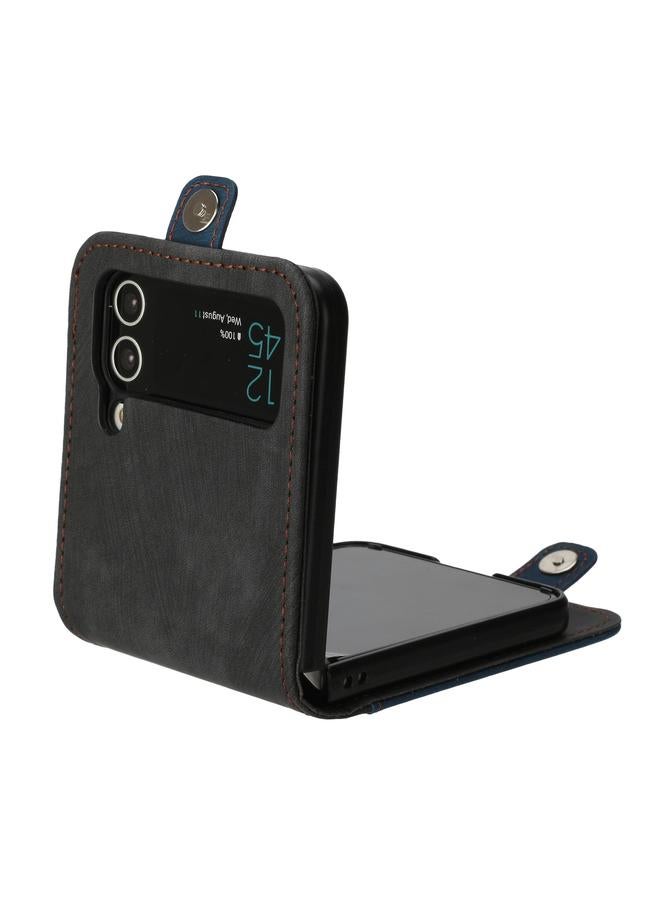 اس-توب جراب لهاتف Samsung Galaxy Z Flip 3 5G جراب هاتف جلدي مزدوج الطي مع مشبك جانبي - Image 3