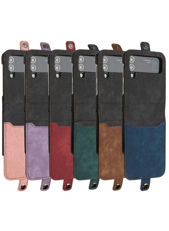 اس-توب جراب لهاتف Samsung Galaxy Z Flip 3 5G جراب هاتف جلدي مزدوج الطي مع مشبك جانبي - Image 5