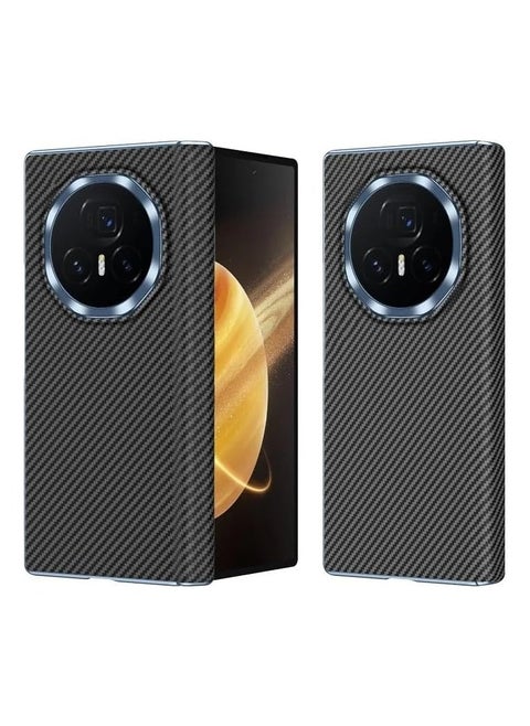 Case Compatible with Honor Magic V3 5G Case, Carbon Fiber Print Case Electroplated Frame Hinge Protection Shockproof Protective Back Cover for Honor Magic V3