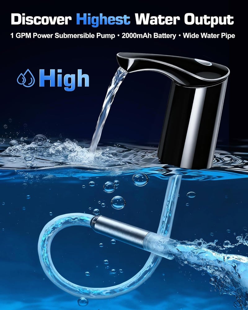 Redsack Rechargeable Water Dispenser Pump for 5 Gallon Bottle, Electric USB-C Large Flow Water Jug Dispenser, Portable Automatic Submersible Bottle Pump Silent Operation for Camping Home Office - Image 3