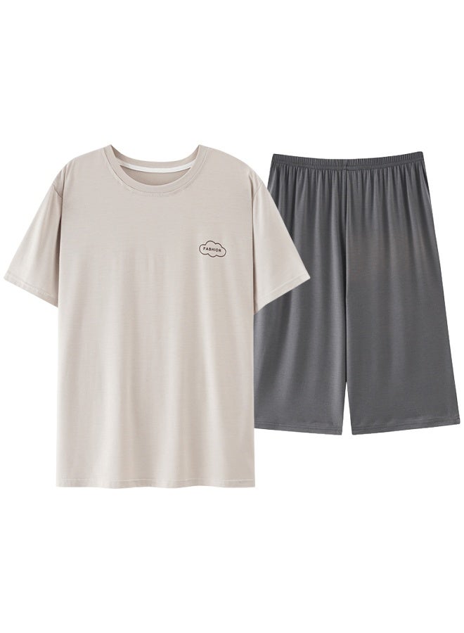 Your Sun Cool And Comfortable Modal Men's Pajamas Set For Summer With Short Sleeve Top And Shorts Loose Home Wear Suit - Image 3