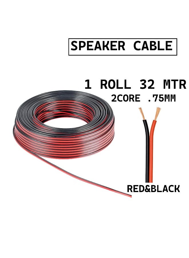 melfi Melfi 2 Core .75Mm Speaker Cable Wire - Ideal For Home Hifi/Car Audio, 32Mtr For Car Speakers, Stereos, Subwoofers And Home Theater (Redandblack)  - Image 2