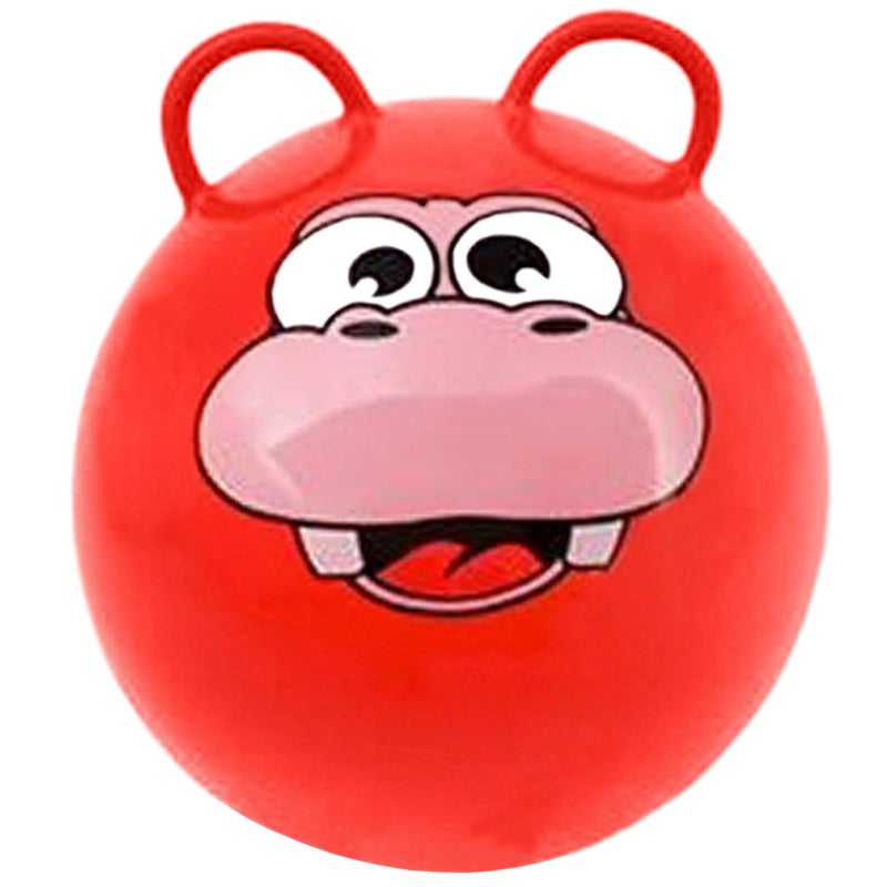 Rin Hippity Hop Exercise Hopper Jump Balls with Animal Face and Two Handles for Kids Red Hippo