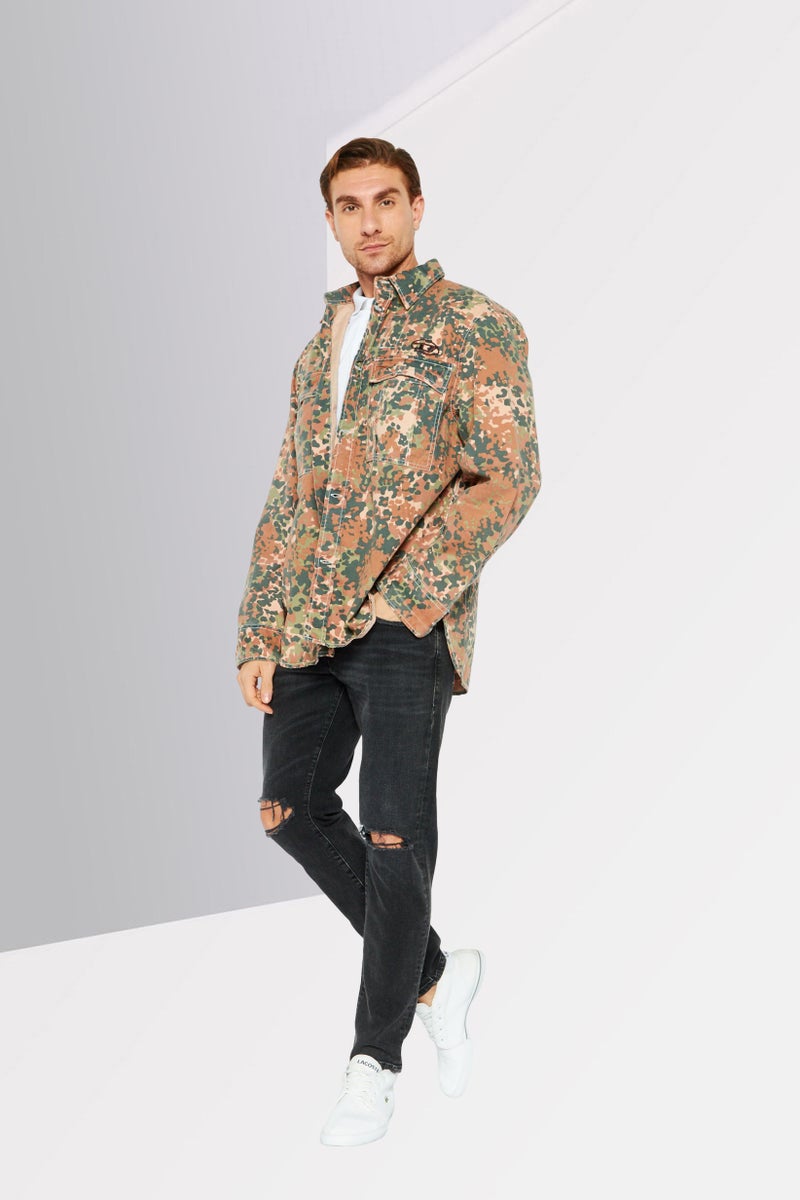 DIESEL Men Camouflage Jacket Shirt, Green Combo  - Image 2