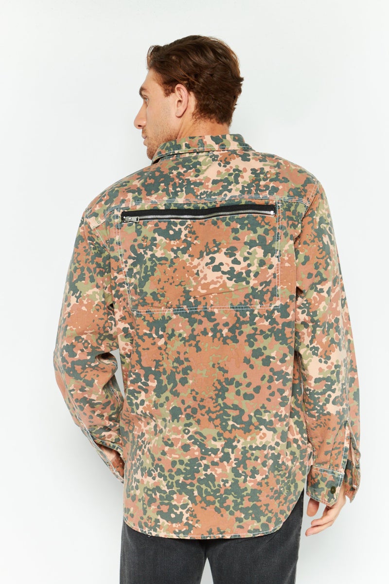 DIESEL Men Camouflage Jacket Shirt, Green Combo  - Image 4