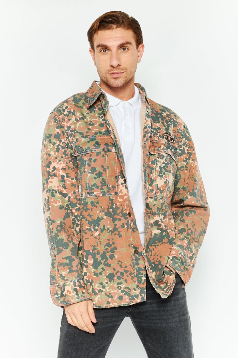 DIESEL Men Camouflage Jacket Shirt, Green Combo  - Image 1