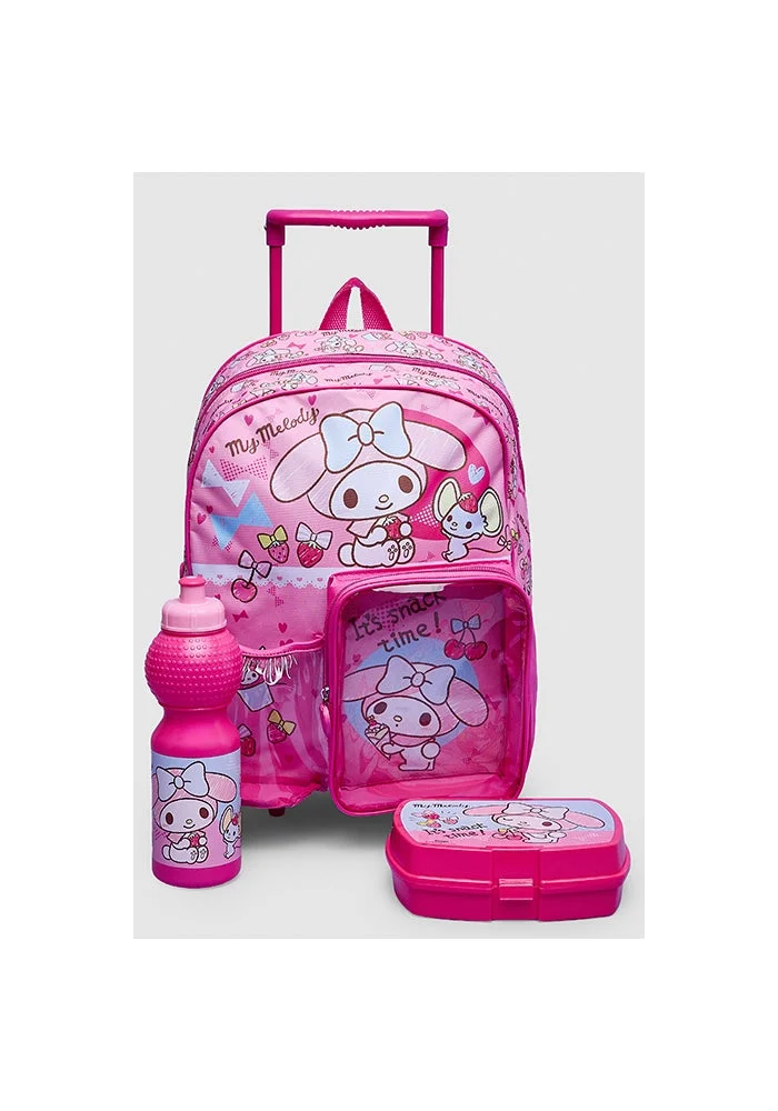 أر أند بي 3 Pack My Melody Print Trolley Backpack Set - 12"