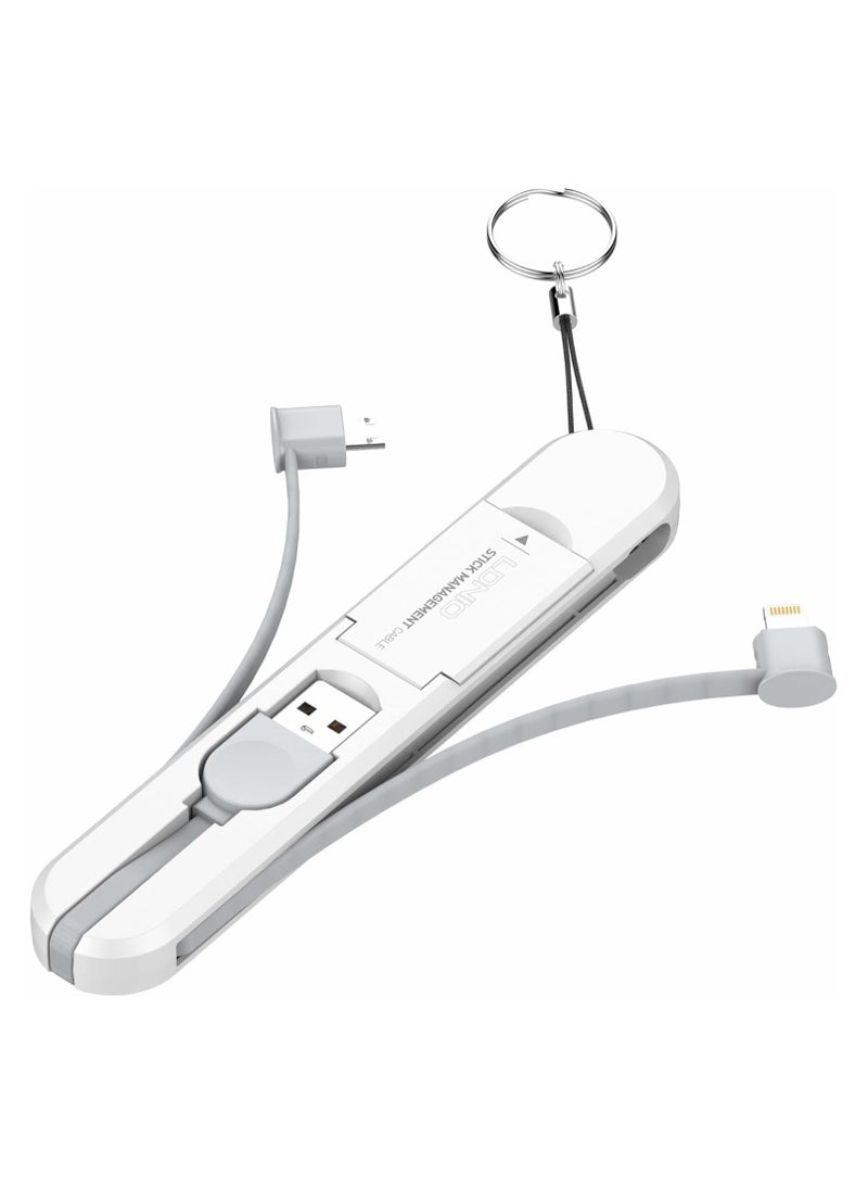 لدنيو صندوق تخزين كابل شحن سريع 3 في 1 من Ldnio LC130، موصل من النوع C وتيار 3.8 أمبير - أبيض - Image 1