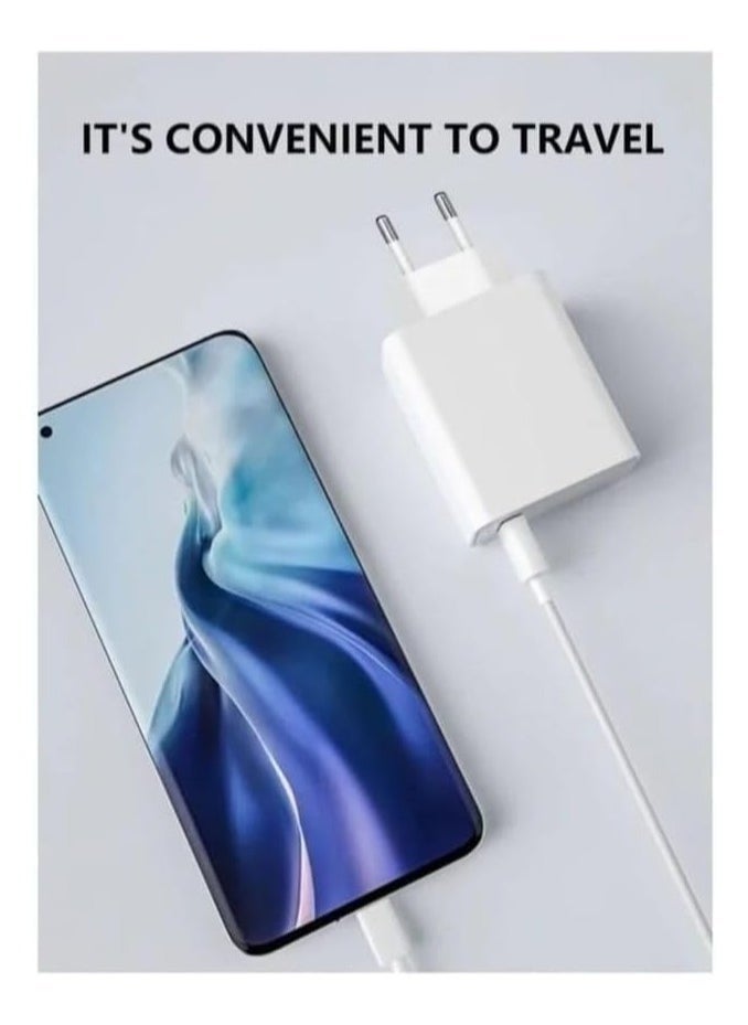 MUNTAQI محول شحن سريع 33 واط مع كابل Type-C – محول طاقة للشحن السريع لهواتف Xiaomi Redmi Note 9، Note 10، Note 9 Pro، Note 8، Note 7، Poco M2 Pro، Mi A1 A2 A3 – شاحن حائط عالي السرعة لأجهزة USB-C، تصميم مدمج وآمن - Image 3