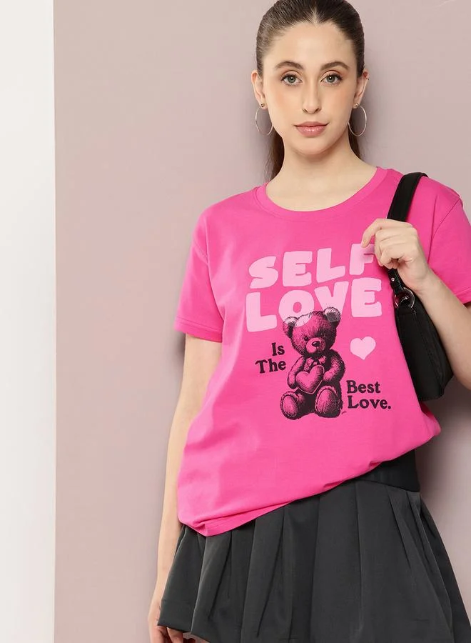 Dillinger Women Boxy Fit Bear Print T-Shirt