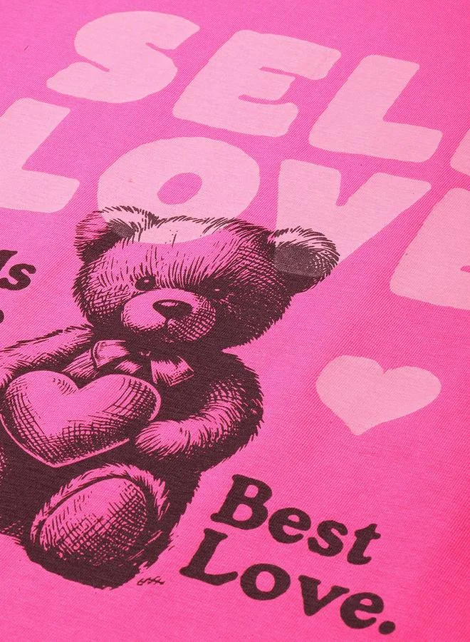 Dillinger Women Boxy Fit Bear Print T-Shirt