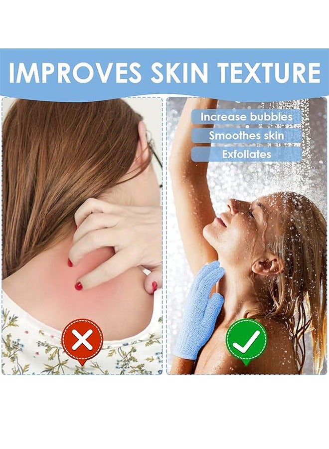 2 Pairs Bath Mitts For Shower Natural Loofah Exfoliating Washing Mitts For Body And Face, Dead Skin Removal, Double-Sided MicroFiber Shower Body Mitts For Adults And Kids - Image 4