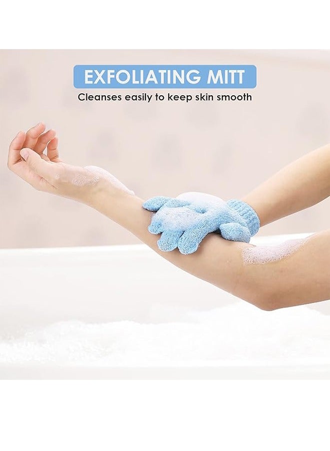 2 Pairs Bath Mitts For Shower Natural Loofah Exfoliating Washing Mitts For Body And Face, Dead Skin Removal, Double-Sided MicroFiber Shower Body Mitts For Adults And Kids - Image 5