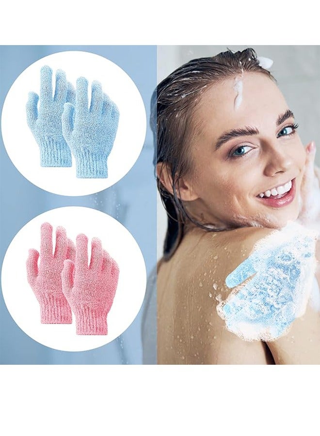 2 Pairs Bath Mitts For Shower Natural Loofah Exfoliating Washing Mitts For Body And Face, Dead Skin Removal, Double-Sided MicroFiber Shower Body Mitts For Adults And Kids - Image 3