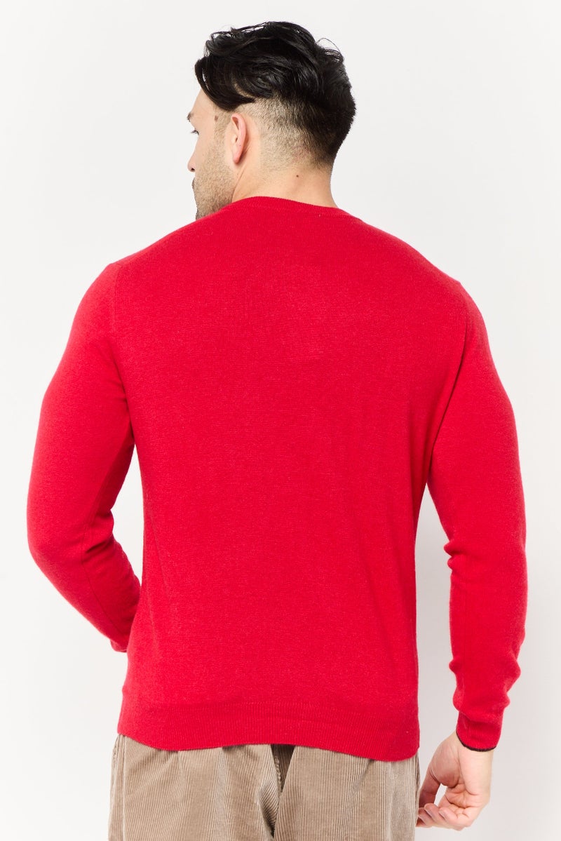 Harmont & Blaine Men Crew Neck Long Sleeve Knit Sweater, Red - Image 2