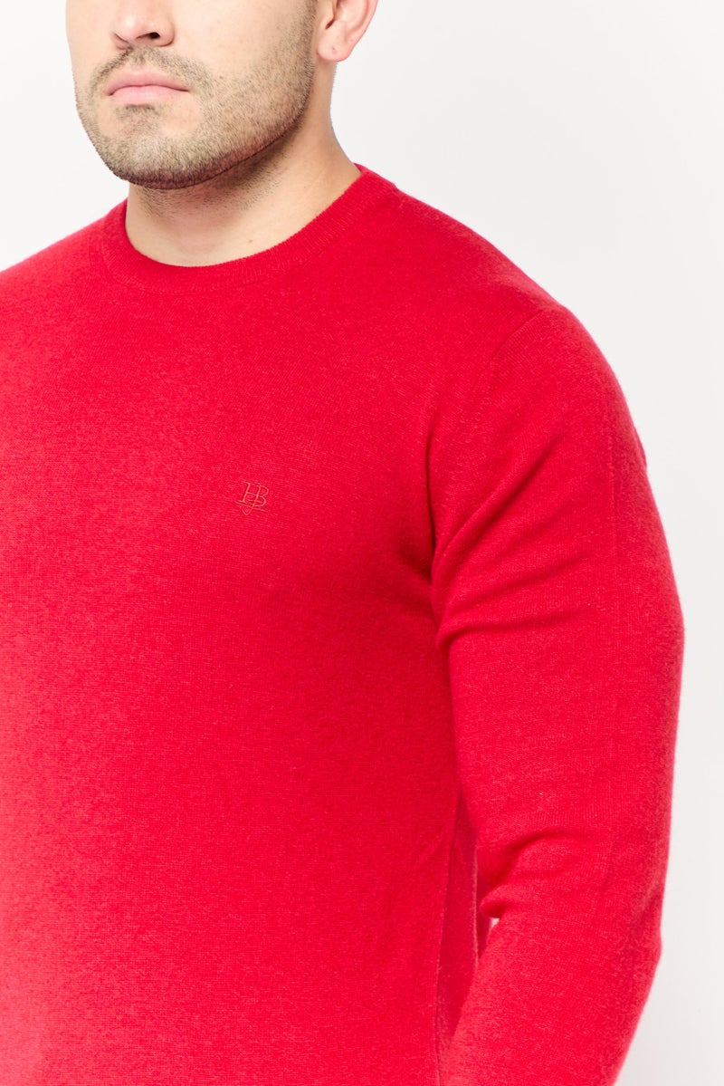 Harmont & Blaine Men Crew Neck Long Sleeve Knit Sweater, Red - Image 4