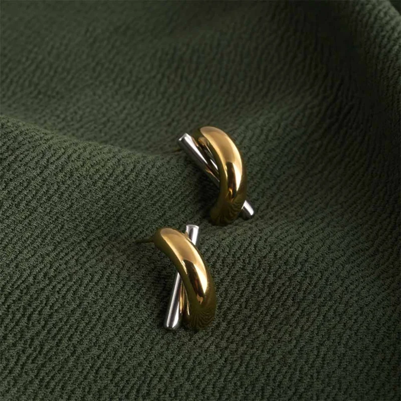 Palmonas PALMONAS Dual Tone Plated Bi-metal Fusion Earrings
 for Women