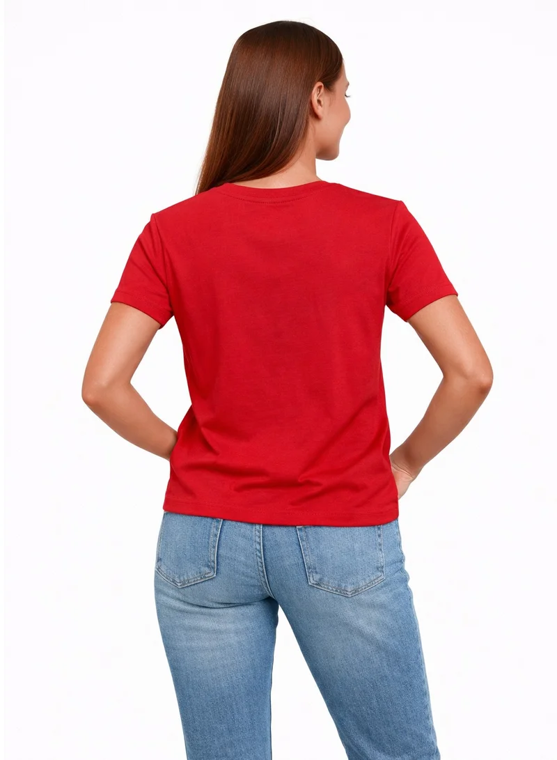 لعب البولو Ladies Graphic T-shirt -RED