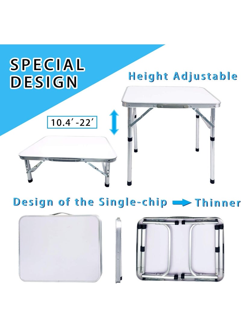 founder Folding Table, Portable Lightweight Folding Camping Table, Aluminum Small Folding Table Portable with Handle, Adjustable Height for Picnic, Party, BBQ, Black - Image 2