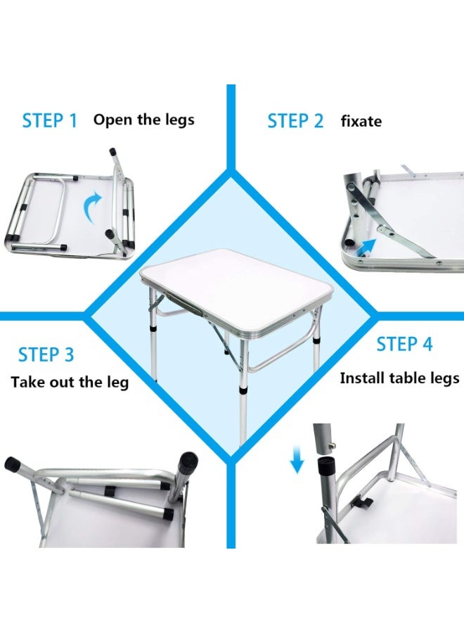 founder Folding Table, Portable Lightweight Folding Camping Table, Aluminum Small Folding Table Portable with Handle, Adjustable Height for Picnic, Party, BBQ, Black - Image 3