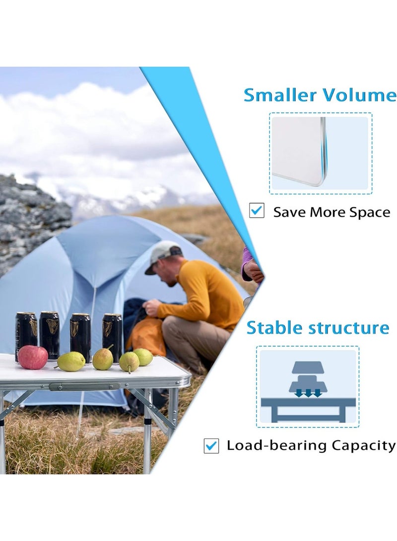 founder Folding Table, Portable Lightweight Folding Camping Table, Aluminum Small Folding Table Portable with Handle, Adjustable Height for Picnic, Party, BBQ, Black - Image 4