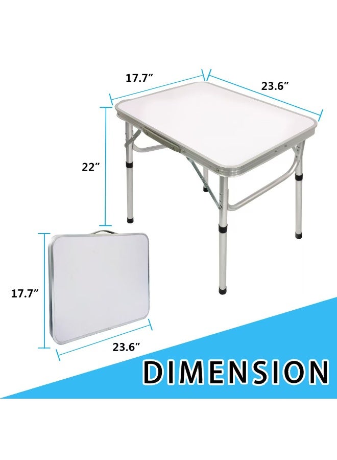 founder Folding Table, Portable Lightweight Folding Camping Table, Aluminum Small Folding Table Portable with Handle, Adjustable Height for Picnic, Party, BBQ, Black - Image 5