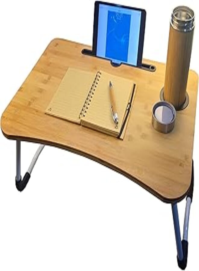 UR BBLFH Bamboo Laptop Desk Multi-Function Laptop Bed Table Desk Stand with Cup Holder for Bed Sofa