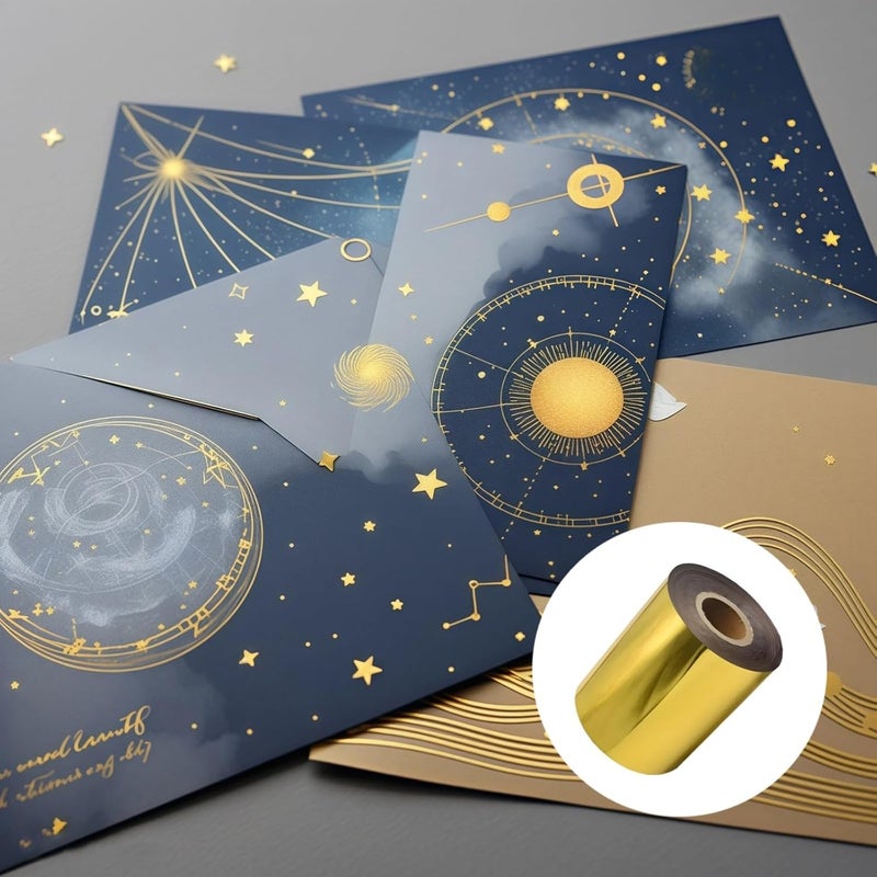 Gold Foil Transfer Sheets for Crafts, High-Gloss Gold Leaf Sheets for Wood, Plastic & Leather, Ideal for Artistic Creations, 3.1 in × 393.7 Ft - Image 2