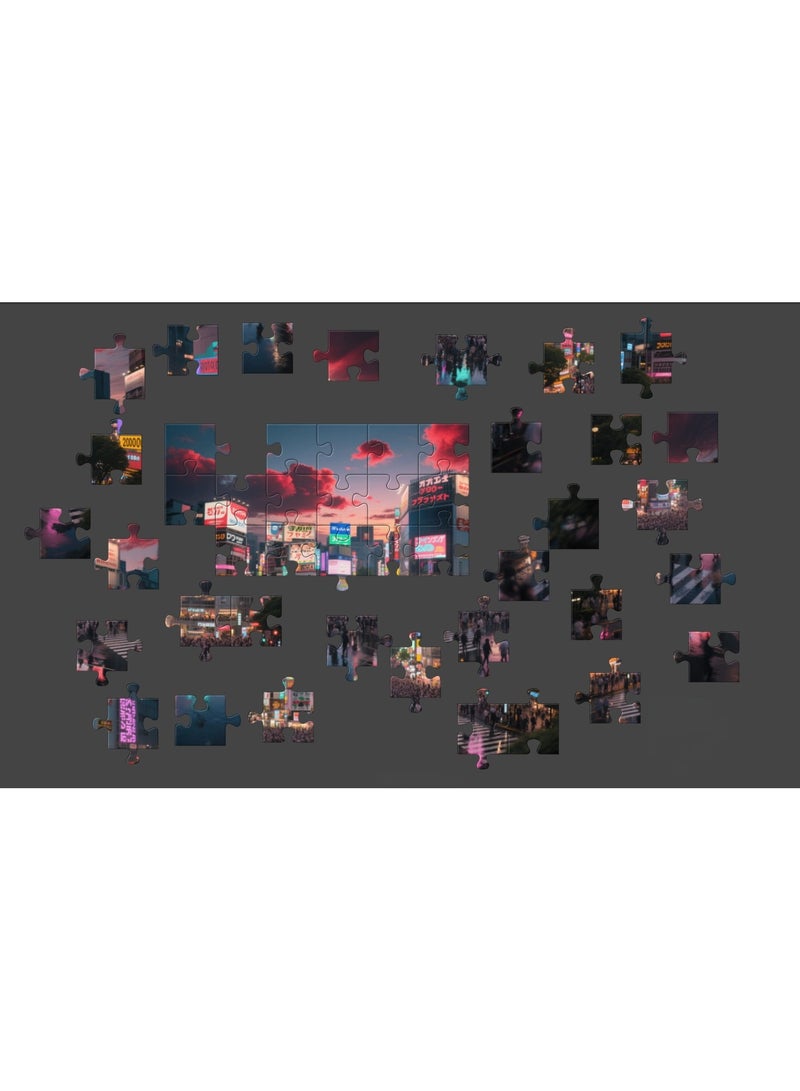 1000 قطعة من لغز مشهد الغسق في تقاطع طوكيو شيبويا - أنماط تصميم إبداعية، تجربة فنية غنية وملونة، مناسبة للبالغين والأطفال - Image 3