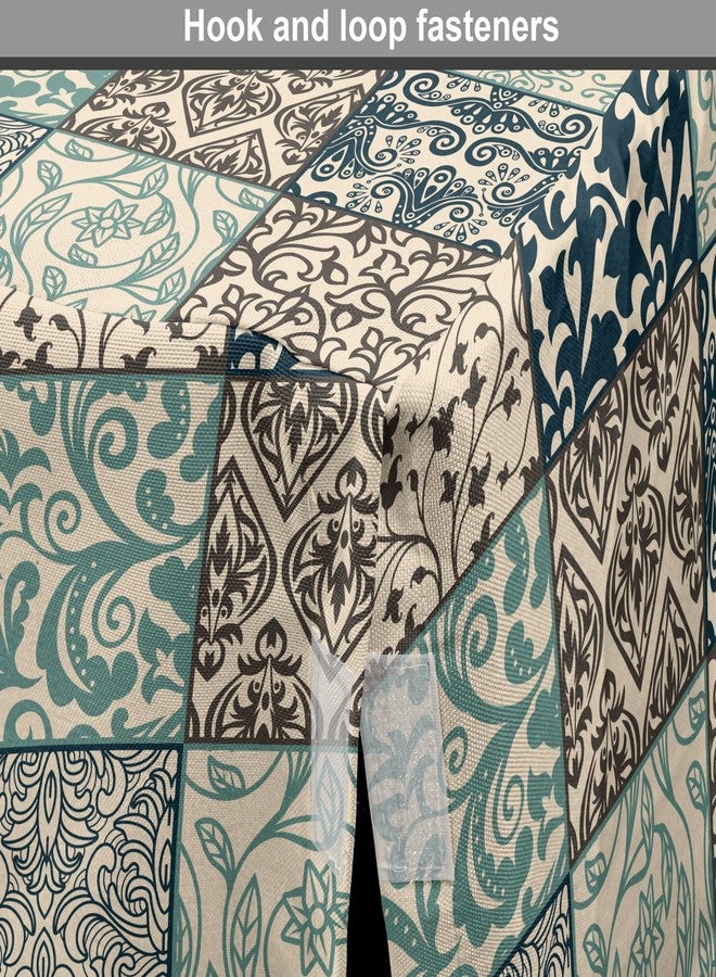 Lunarable Geometric Dog Crate Cover, Antique Mosaic with Victorian Garden Motifs Damask and Scroll Flower, Easy to Use Pet Kennel Cover for Medium Large Dogs, 36 Inch, Seafoam Brown Dark Blue - Image 4