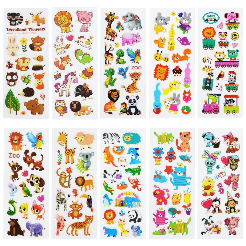 DaiUni 24 Sheets(400+) Animal 3D Puffy Stickers for Toddlers Kids, Bulk Preschool Sticker Sheets for Reward, Craft, Scrapbooking - Image 2