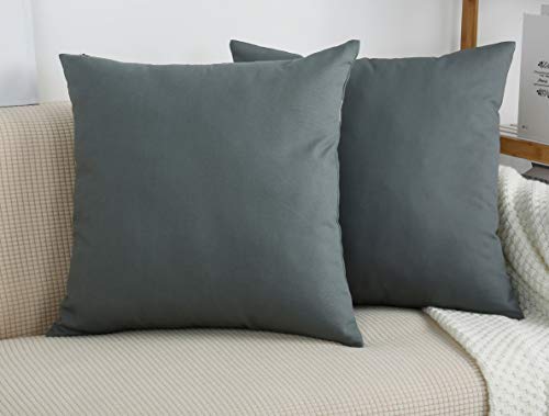 TangDepot Handmade Decorative Solid 100% Cotton Canvas Throw Pillow Covers/Pillow Shams, (24" x24" , Steel Grey, 1 Count (Pack of 1)) - Image 2