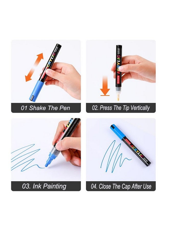 Like-It like it Jupai 24 Color Acrylic Paint Markers 4.0mm Tip Paint Pens Permanent Graffiti Markers for Rock Wood Mugs Fabric Windows or DIY Craft - Image 5