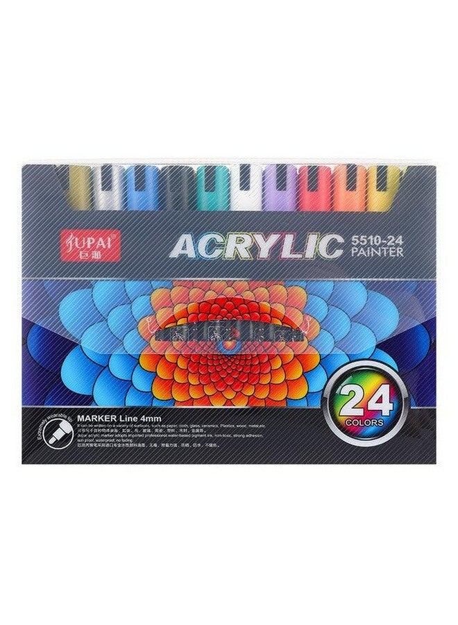 Like-It like it Jupai 24 Color Acrylic Paint Markers 4.0mm Tip Paint Pens Permanent Graffiti Markers for Rock Wood Mugs Fabric Windows or DIY Craft - Image 1