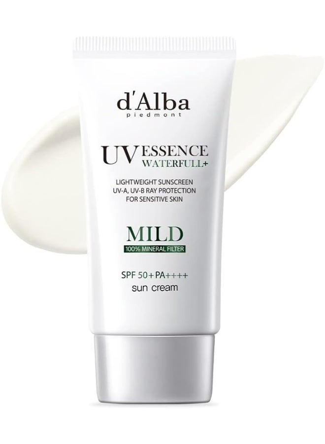 d'alba Piedmont Italian White Truffle Waterfull Mild Sunscreen, Vegan, Mineral Sunscreen, SPF 50+ PA++++, Non-Nano Sunscreen Suitable for Sensitive Skin, Gentle & Light Finish, Korean Skincare - Image 1