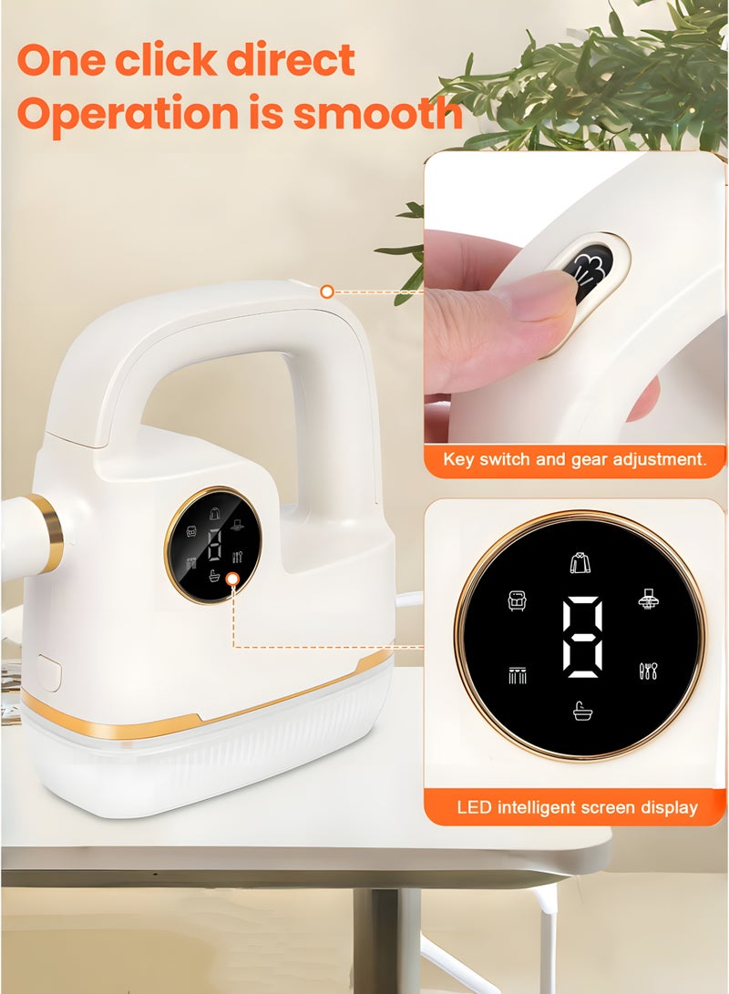 منظف ​​بخاري محمول بقوة 1800 واط، جهاز بخاري محمول عالي الضغط مع ملحقات لتنظيف المطبخ والحمام والأريكة والبلاط والسيارة بدون مواد كيميائية - Image 2