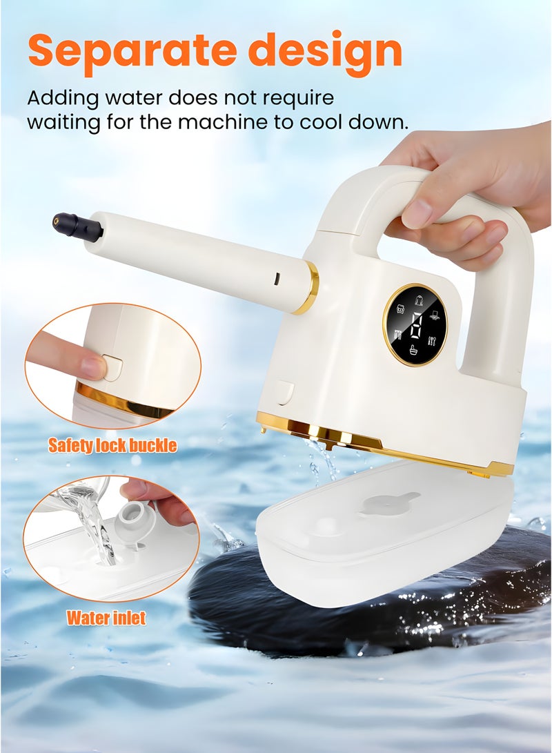 منظف ​​بخاري محمول بقوة 1800 واط، جهاز بخاري محمول عالي الضغط مع ملحقات لتنظيف المطبخ والحمام والأريكة والبلاط والسيارة بدون مواد كيميائية - Image 3