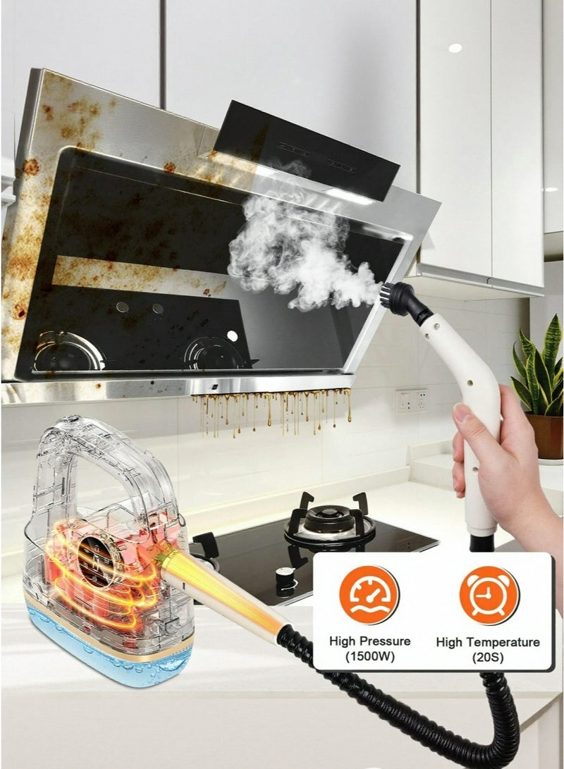 منظف ​​بخاري محمول بقوة 1800 واط، جهاز بخاري محمول عالي الضغط مع ملحقات لتنظيف المطبخ والحمام والأريكة والبلاط والسيارة بدون مواد كيميائية - Image 5
