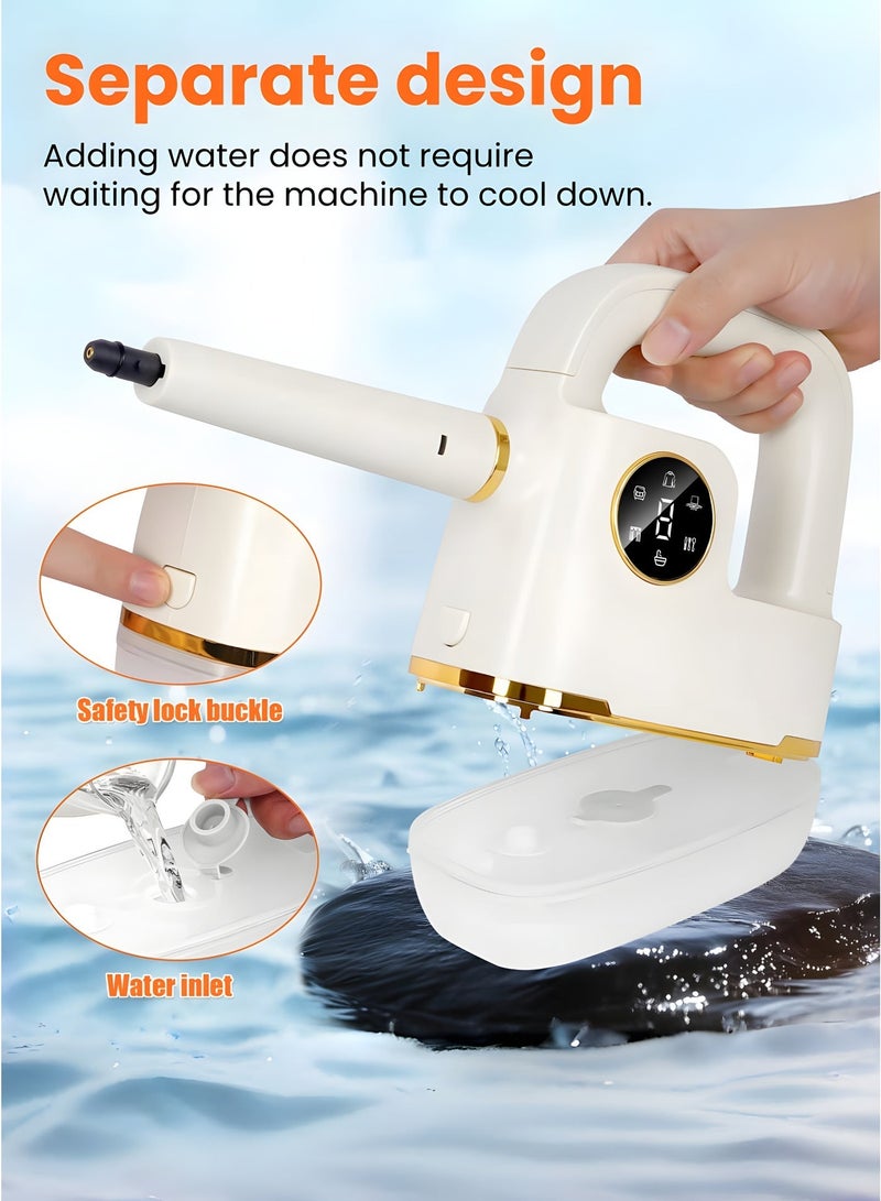 منظف ​​بخاري محمول بقوة 1800 واط مع 9 ملحقات لتنظيف الأرضيات المنزلية والمفروشات والمطبخ والحمام والجص والسيارة - Image 4