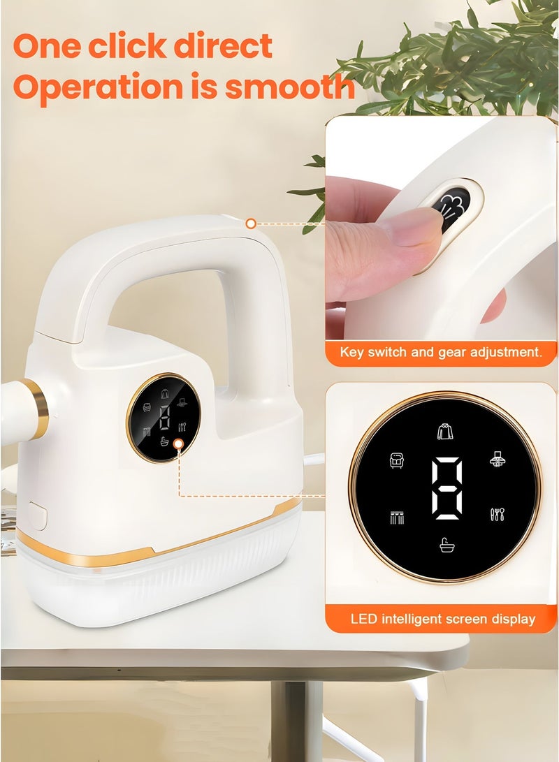 منظف ​​بخاري محمول بقوة 1800 واط مع 9 ملحقات لتنظيف الأرضيات المنزلية والمفروشات والمطبخ والحمام والجص والسيارة - Image 3