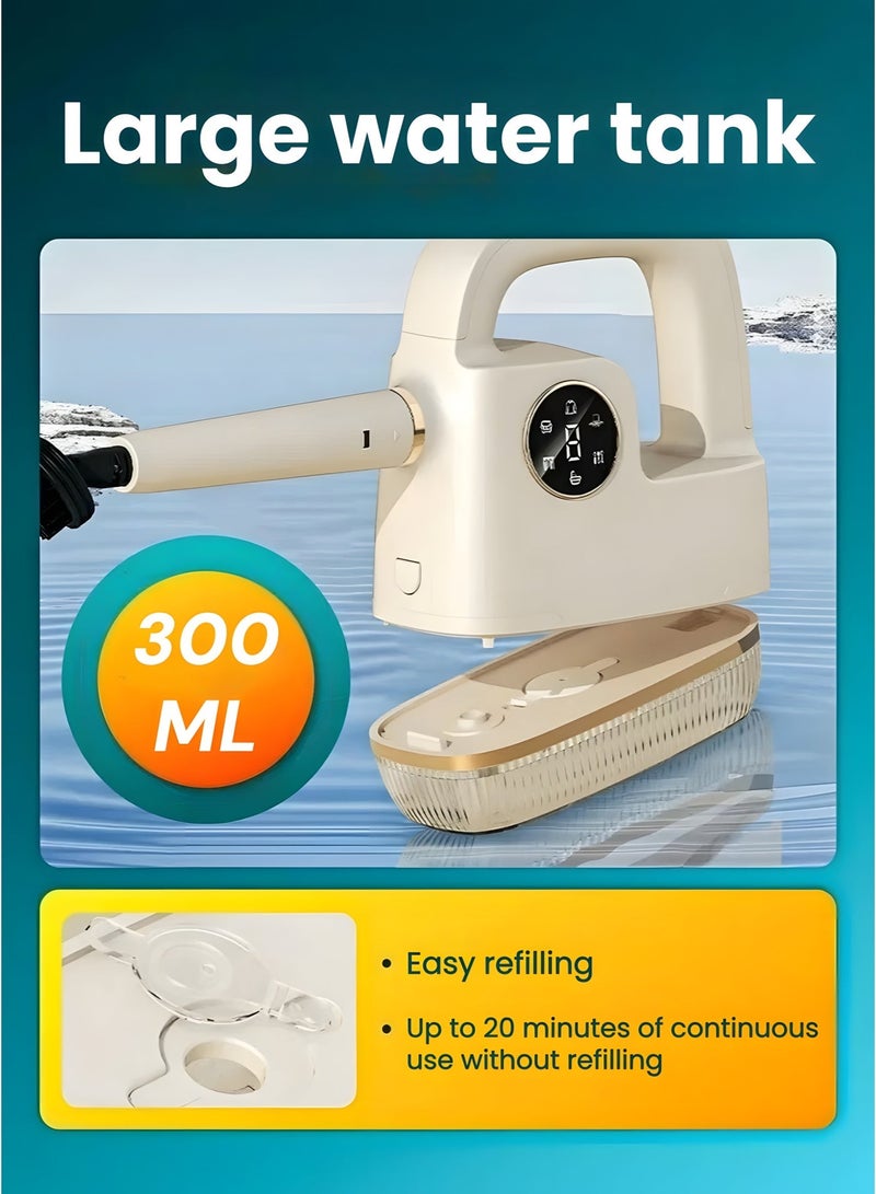 1800W High Pressure Steam Cleaner, Portable Handheld Steamer with Digital Display, 15s Fast Heat-Up, 300ML Water Tank, 3-Level Adjustable Steam, Dry Burn Protection for Home - Image 2
